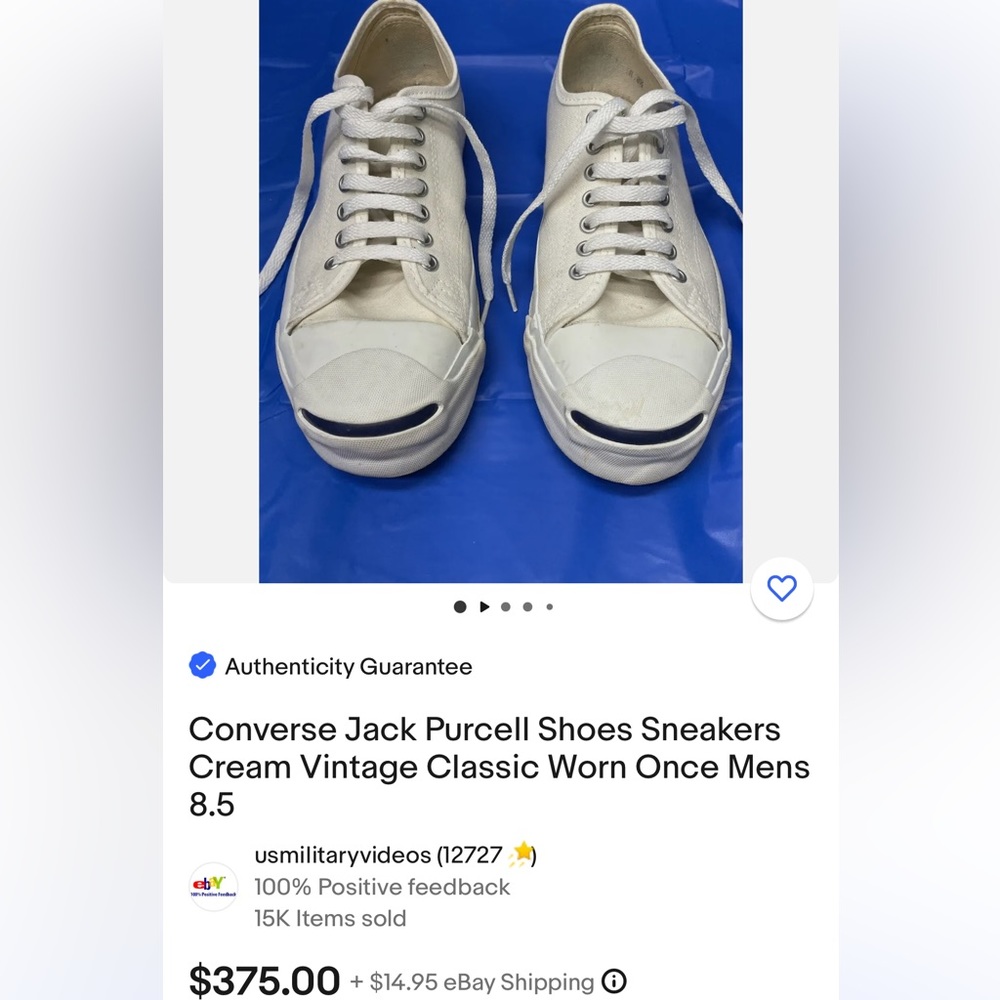 Converse Jack Purcell Shoes Sneakers Cream Vintage Classic